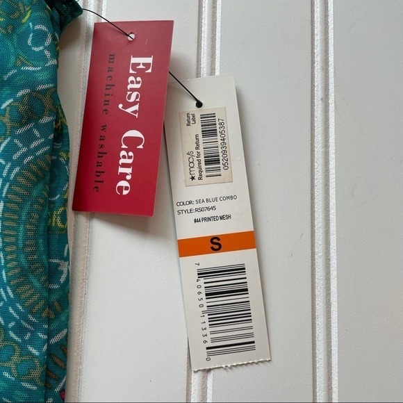 Rafaella Tank Blouse Mesh Teal Green blue Size Small Circles Sleeveless NWT - Picture 4 of 9